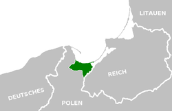 Le territoire de la ville de Dantzig (en vert) en 1920