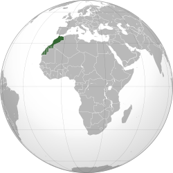 La zone hachurée sur la carte désigne le Sahara occidental, revendiqué et majoritairement contrôlé par le Maroc,mais dont la souveraineté n'est pas reconnue à l'ONU.