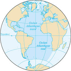 Carte de l'océan Atlantique.