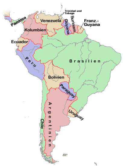 Carte politique de l'Amérique du Sud